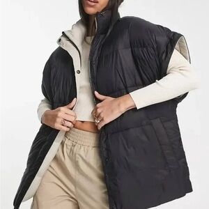 UGG Sydnee Reversible Puffer Vest Waterproof Women Black Tan Sz XL NWT